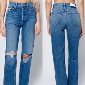 • RE/DONE • High Rise Loose Jeans Vintage Indigo Destroy with Rips